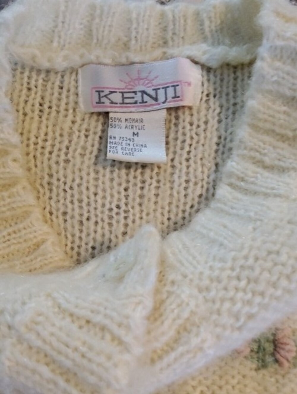 Vintage Mohair Floral Embroidary Cardigan Kenji Medium - Picture 4 of 12